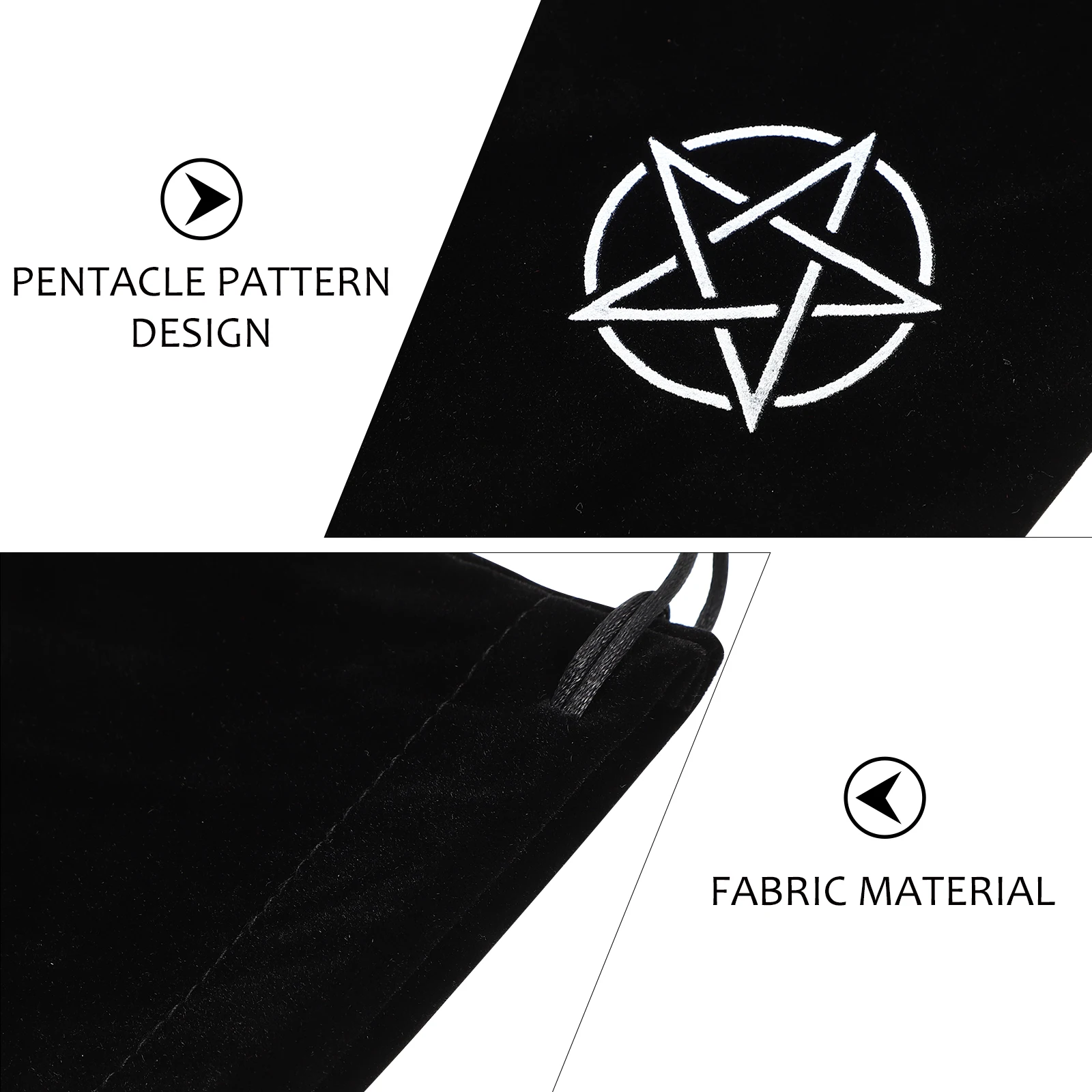 

2pcs Tarot Card Storage Bag Drawstring Pouch Pentacle Pattern Lightweight Durable Cloth Accessories Portable for Beginners