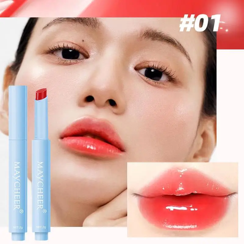 Lápiz labial de gelatina, brillo de labios sólido, brillo de agua, bálsamo labial hidratante duradero, Cosméticos para colorear fáciles de rocío, 6 colores