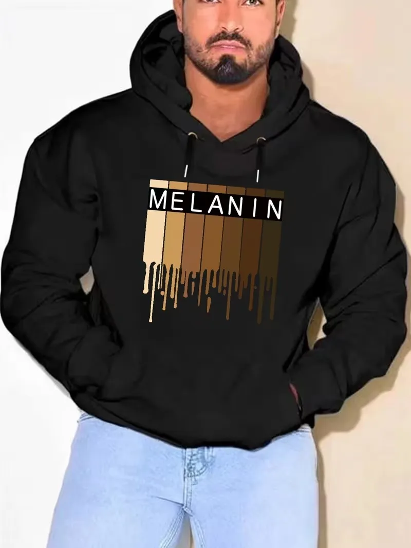 سويت شيرت رجالي فضفاض بغطاء للرأس، بلوفر أسود على طراز الشارع، قميص أمريكي كاجوال بقلنسوة، مناسب لهدايا عيد الميلاد