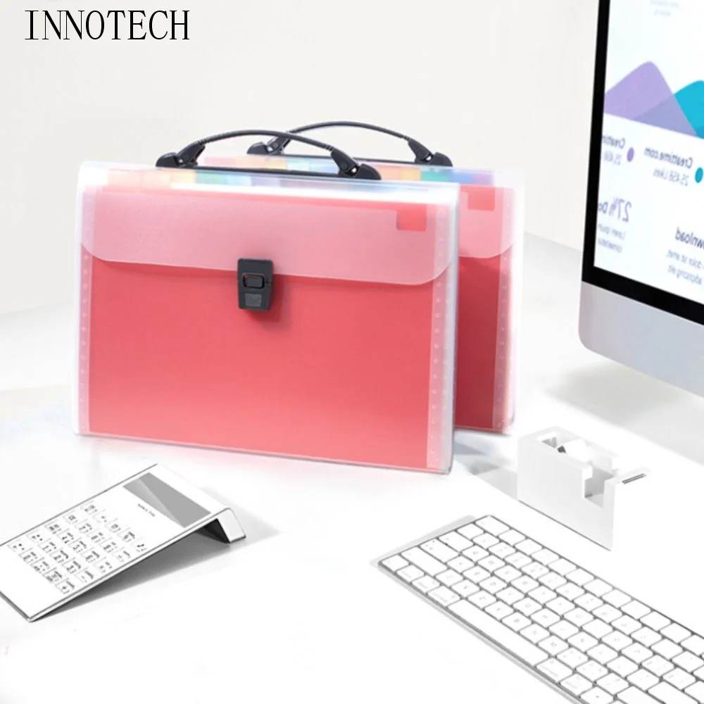 

13 Layers A4 Handheld File Bag Transparent Large Capacity Test Paper Storage Bag Rainbow Simplicity Student Bellows Bag Student