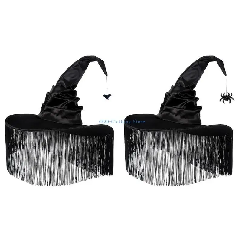 N0PE Black Witch Hat for Halloween Adult Wizard Hat Cosplay Party Headpieces