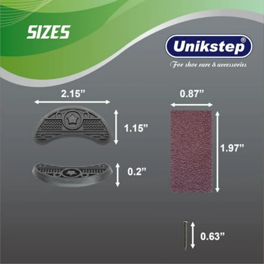 8 Pairs 16 Pieces Shoe Heel Plate Taps, Shoe Heel Side Worn Repair Rubber Patches Replacement Kit view 4