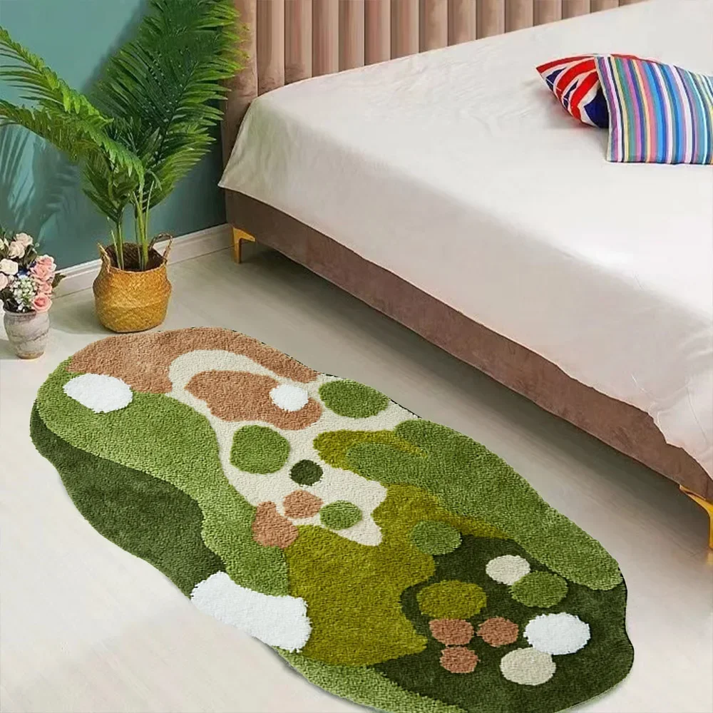 

Flocking Moss Rug Living Room Bedroom Rugs Home Decoration Kids Carpet for Rooms Cushions Soft Fluffy Door Mat for Hallway Bath