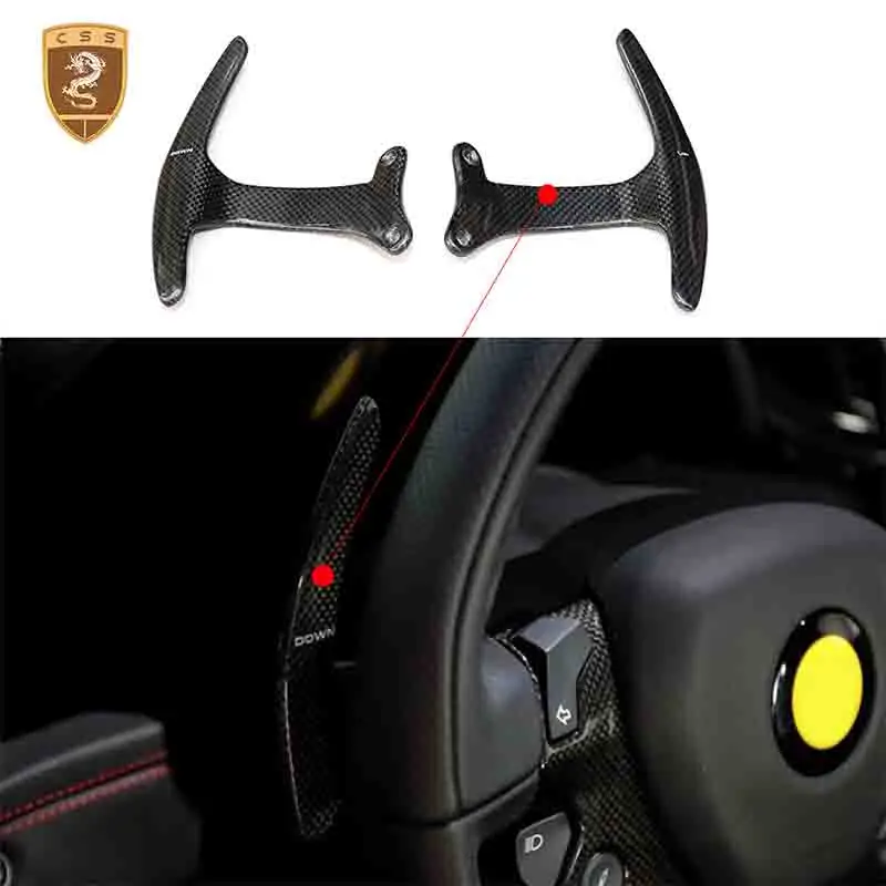 Car Steering Wheel Paddle Shifter Cover For Ferrari 488 GTB OEM Style Dry Carbon Fiber Steering Shift Paddle Shifter Extension