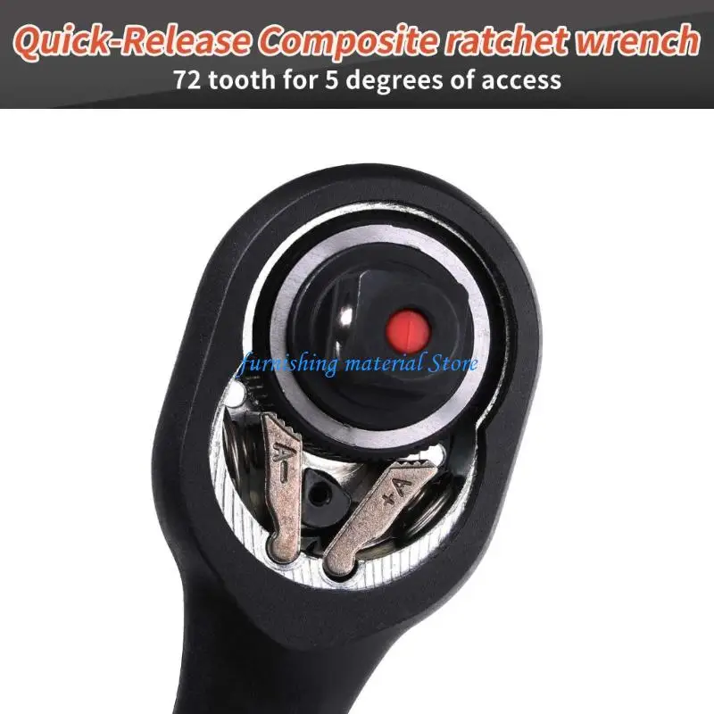 

Y5GD Heavy dutys 3pc Ratchet Wrench 72Teeth Mechanism 5°Arcs Swing Alloy Steel Spanner For Mechanical Repairs Tool