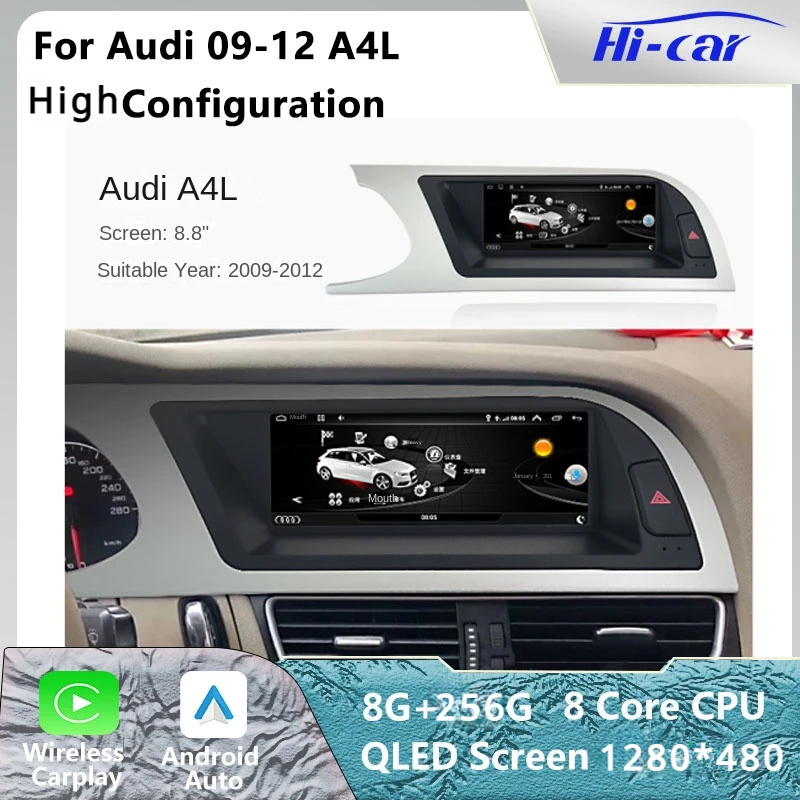 

HI Car 8,8 ''Audi Оригинальный автомобильный стиль Автомагнитола для A4 B8 2009-2012 высокая конфигурация GPS Navi мультимедиа DSPCarPlay AndroidAuto