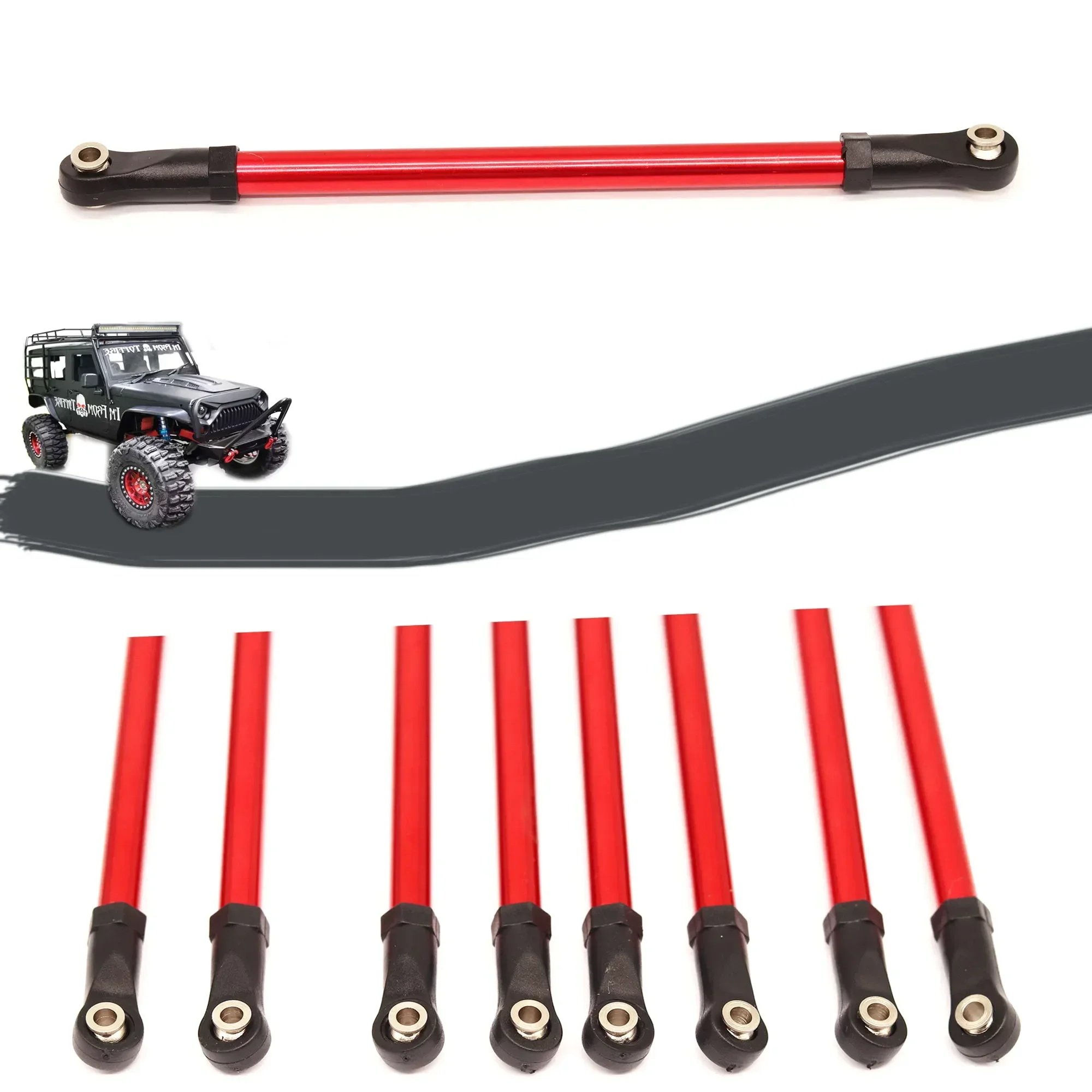 8 pçs/lote Liga de Alumínio Link Rod Kit Desmontado 313MM distância entre eixos para 1/10 RC Car Crawler Axial SCX10