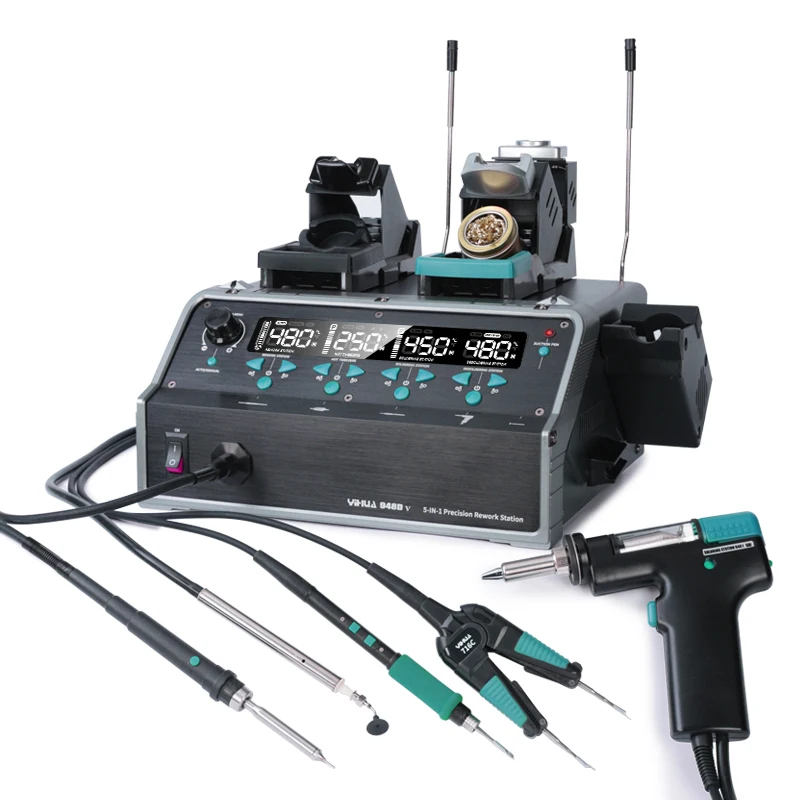 YIHUA 948D-V محطة لحام صيانة خمسة في واحد 480 ° مسدس هواء ساخن C و 450 ° مكواة لحام C لإصلاح SOIC、CHIP、QFP、PLCC、BGA #3