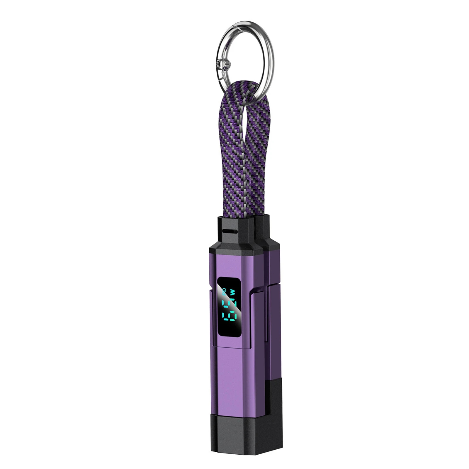 4 in 1 Keychain Charger LED Digital Display Fast Charging Cable Keychain Nylon Braided Multi Charging Cable for Cell Phones
