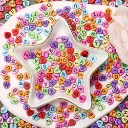 100Pcs 7mm Heart-shaped Acrylic Letter Beads Stars Moon Beads DIY Bracelets Necklaces Accessories Keychains Multiple Colors