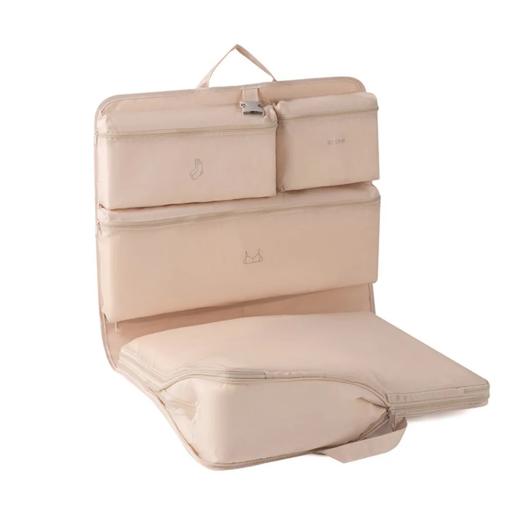 

Large Capacity 6 In 1 Travel Storage Bag Hangable Space Saving Clothes Packing Cubes Washable Compressible