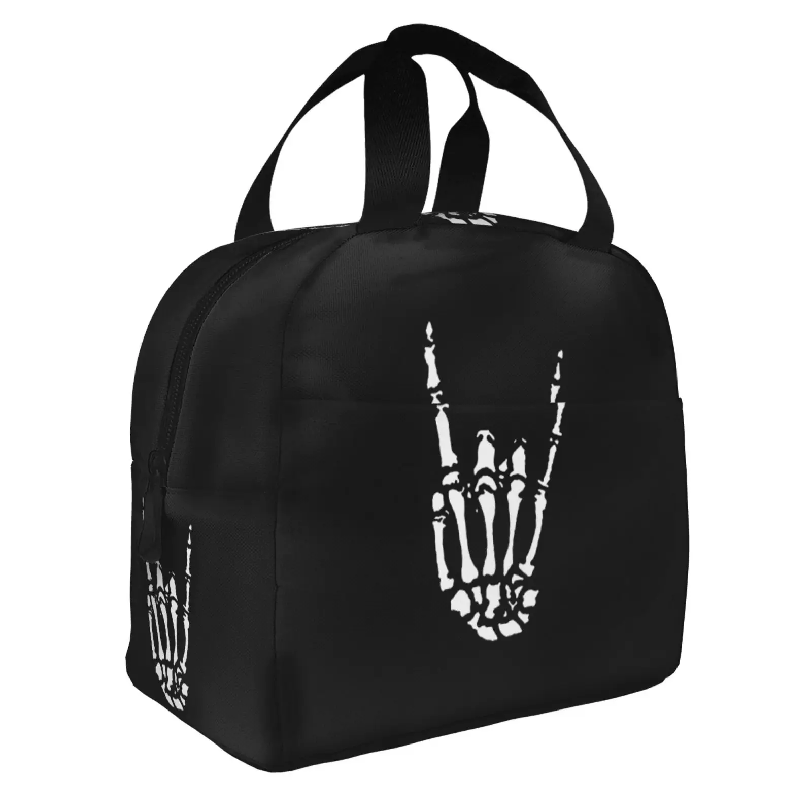 Skeleton Hand Pattern Insulated Lunch Bag for Women Men Portable Thermal Cooler Insulated Lunch Box Picnic Travel Food Tote Bags