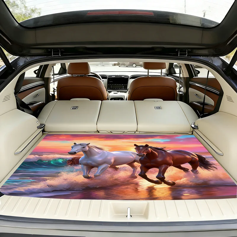 1pc 1 Dream Horse Pattern SUV Trunk Mat - Stylish Design, Easy-to-clean Trunk Mat, Protect The Interior, Durable And Tidy, Suita