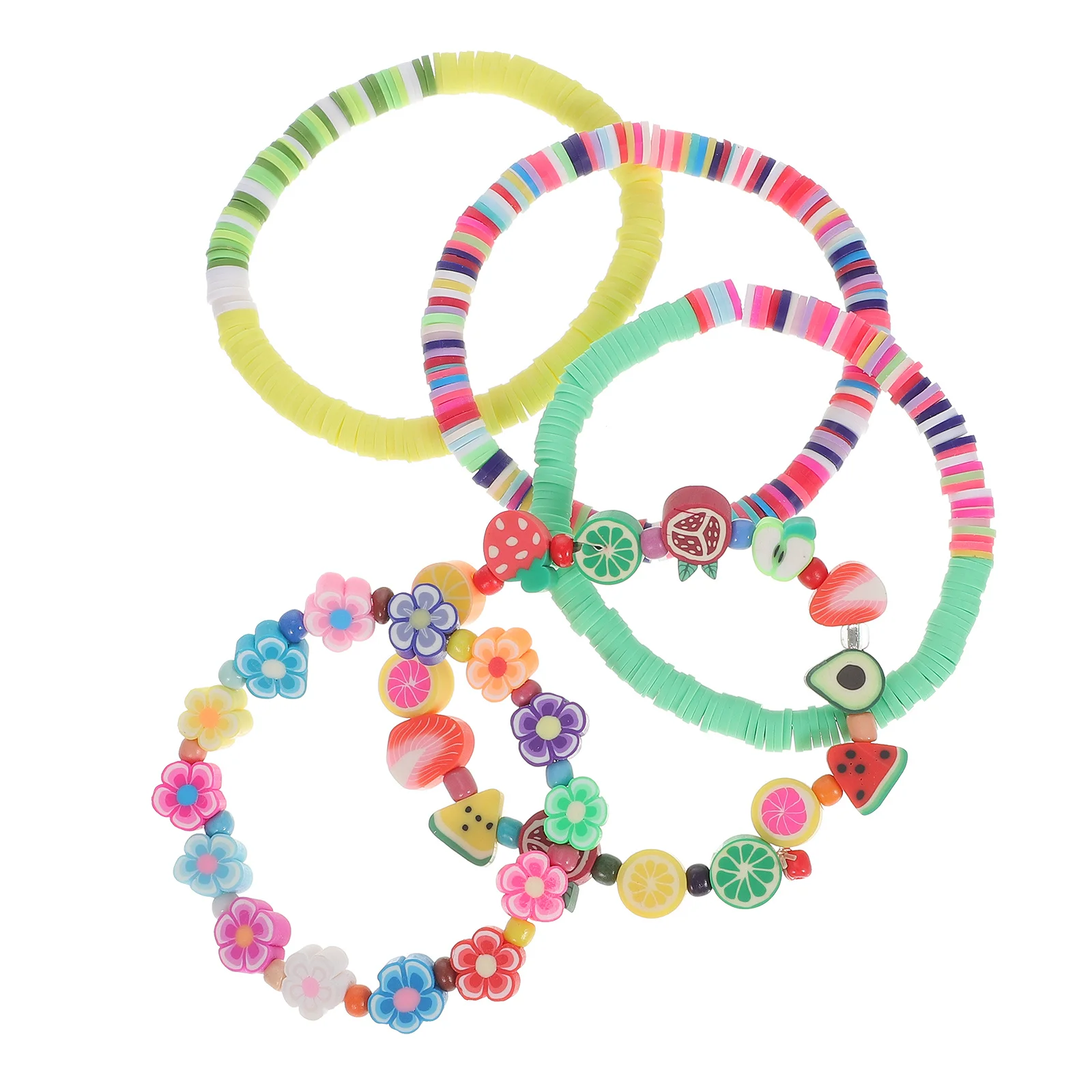 5 قطعة سوار بوليمر كلاي رائع مقاوم للاهتراء المحمولة الخرز أساور هدية عيد الحب لوازم النساء سوار بوليمر كلاي