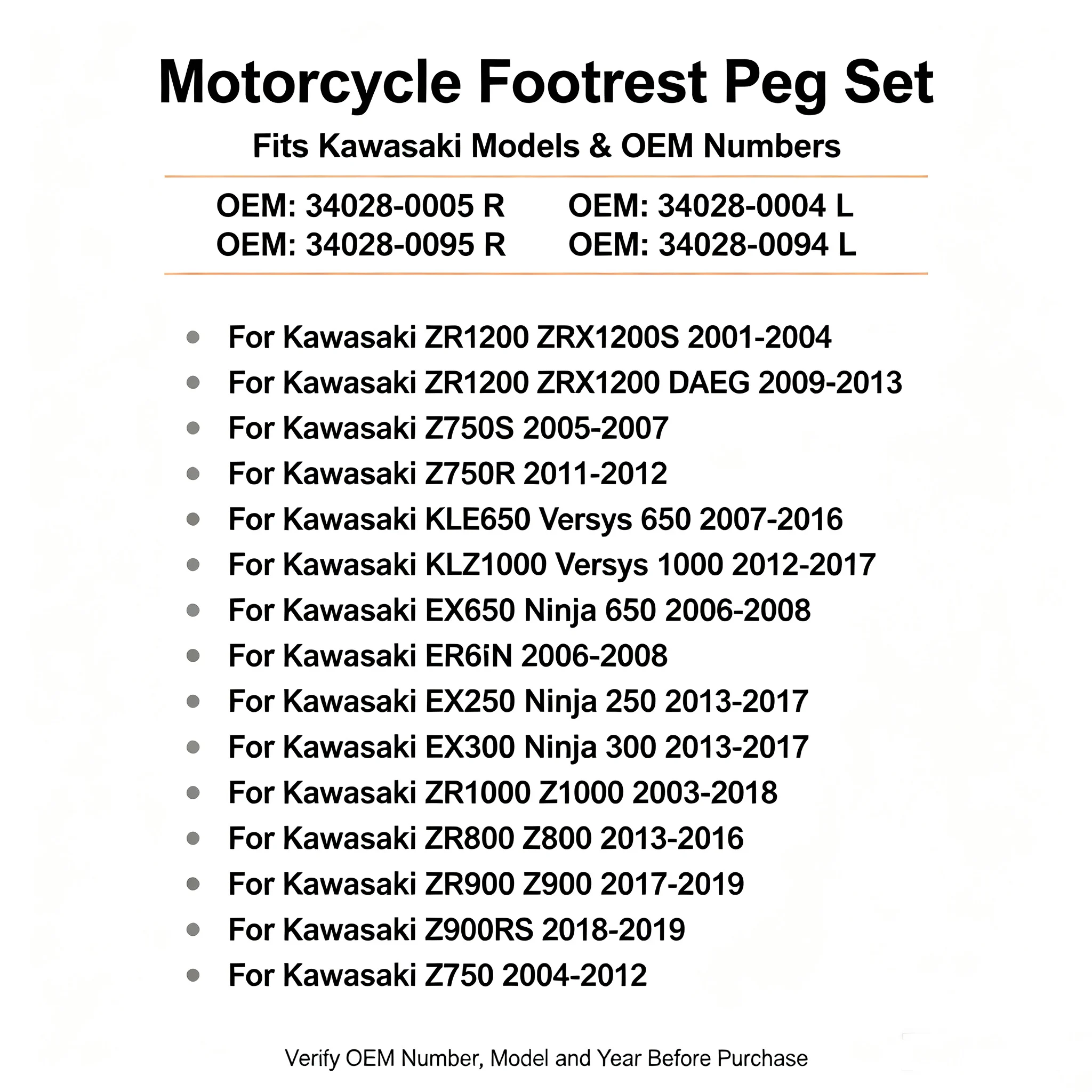 Motorcycle Footrests Foot Pegs Rear For Kawasaki ZG1400 GTR1400 Concours ZX1400 Ninja ZX1200 ZX636 ZX600 ZX900 ZR1200 ZRX1200R