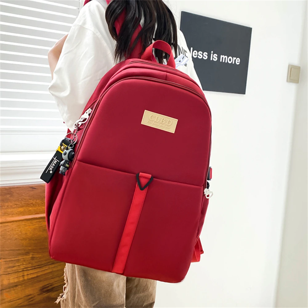 Solid Color High Quality Oxford Cloth Ladies Backpack Fashion Large-capacity Student Bag New Ladies Travel Backpack Bolso Mujer