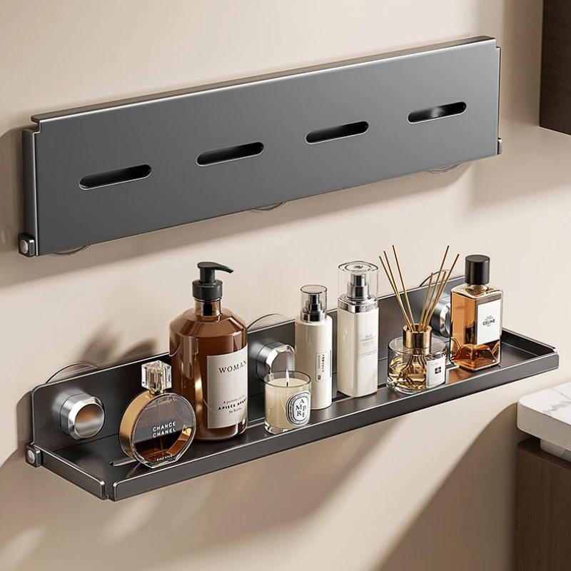 1PC Punch Free Wall Hanging Foldable Bathroom Storage Shelf No Drilling Required Household Bathroom Organizer Rack