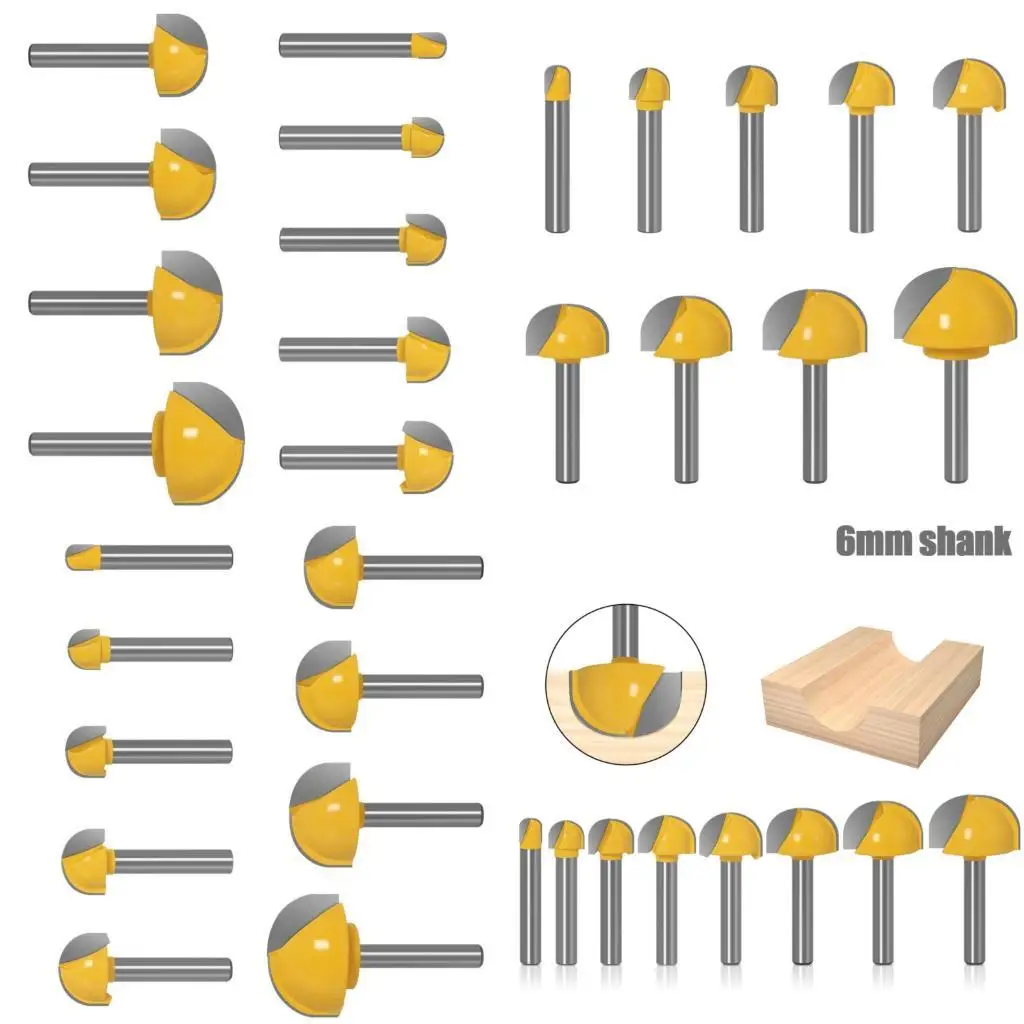 

9Pcs Heavy Duty Round Over Routers Bit With Proof Coating For Efficient Milling And Decorative Edges Shaping D2RD
