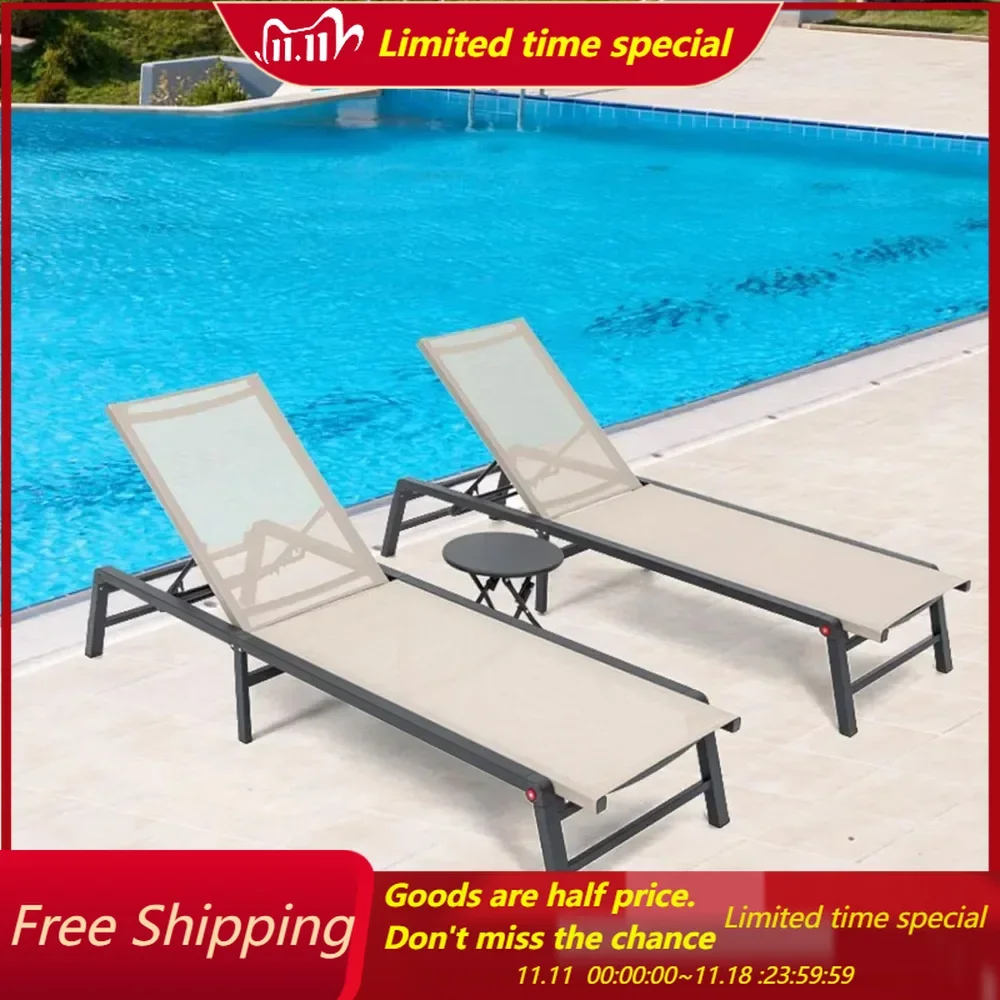 

Aluminum Free-Assemble Outside Anti-Rust Pool Lounge Chairs, Lay Flat Sun Loungers for Tanning Poolsi