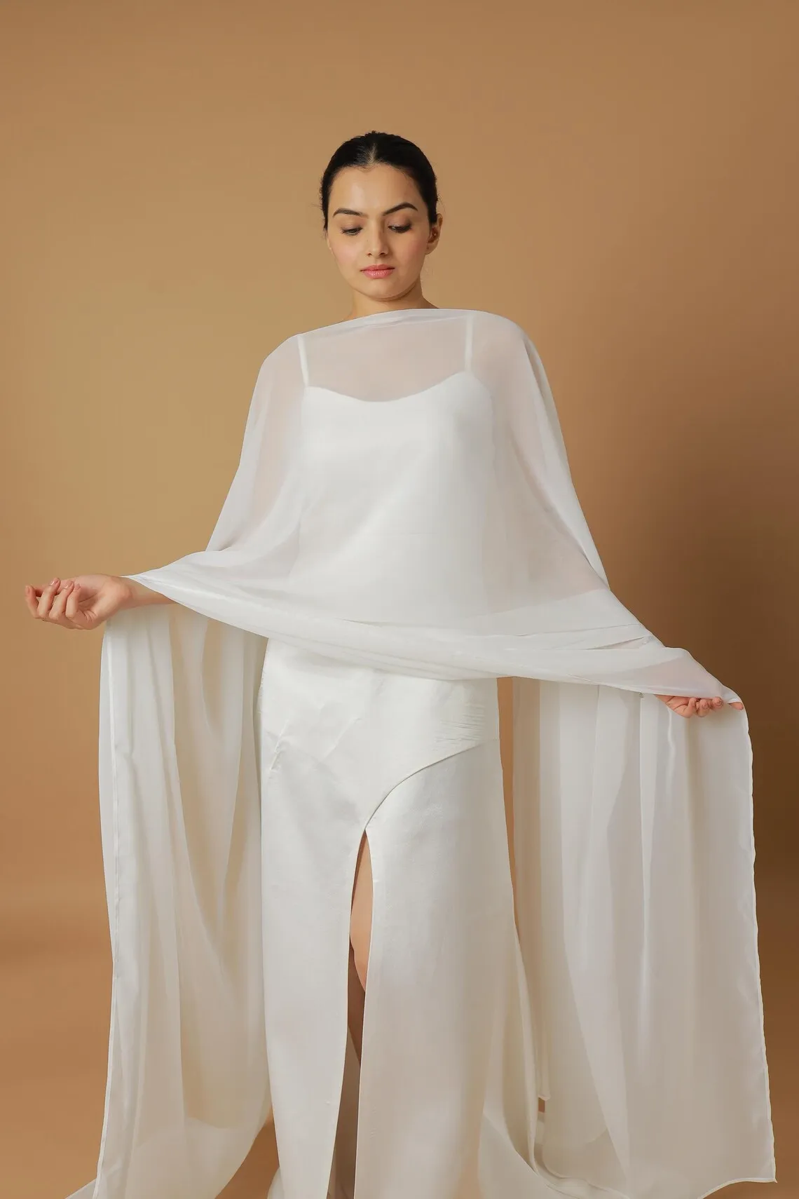 Chiffon Wedding Wrap Scarf Bride Bolero Bridal Shawl Women Formal Party Shrug