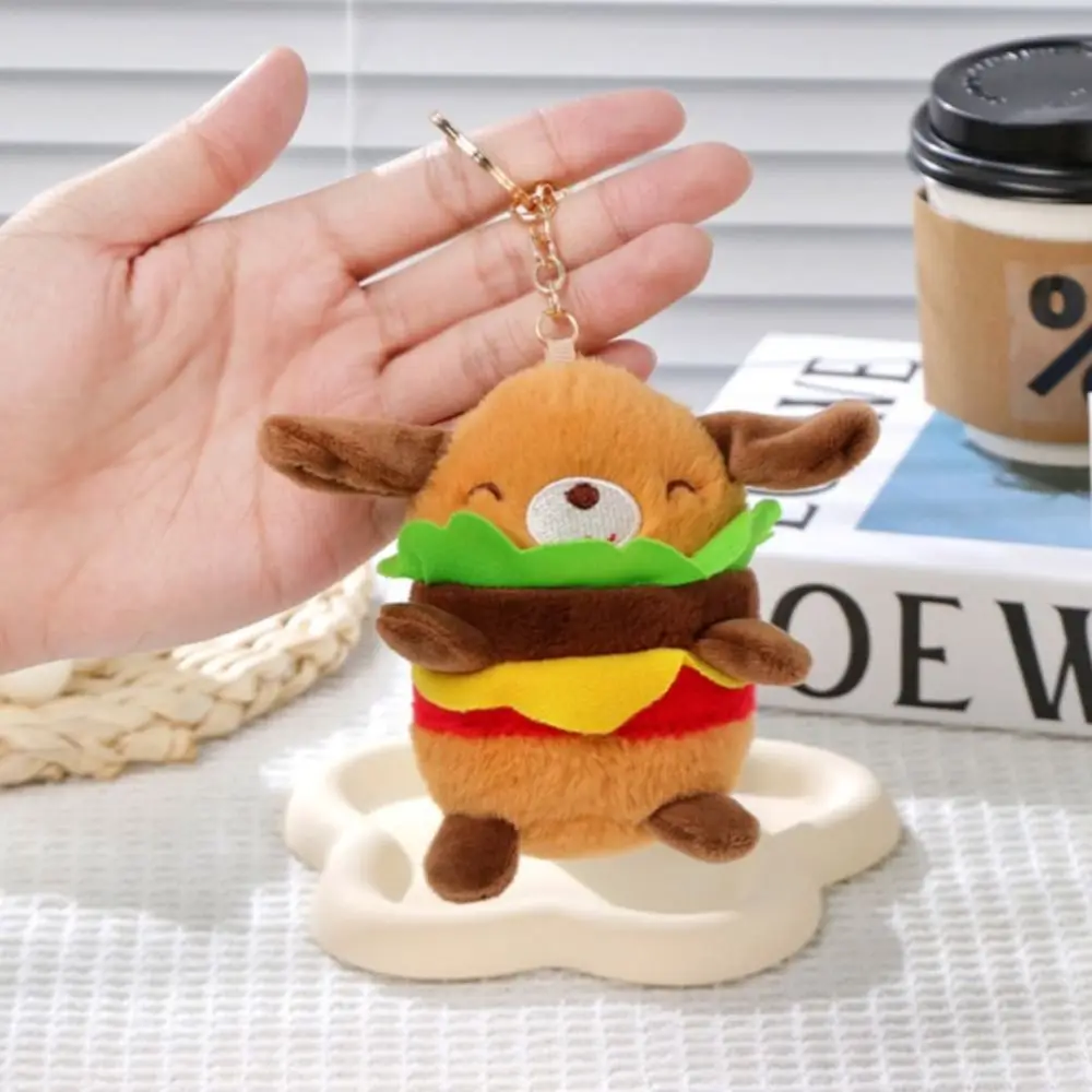 Прекрасный пушистый плюшевый брелок с изображением панды, мягкий гамбургер, щенок, кукла, плюшевая мультяшная собака, кулон, подвесной аксессуар