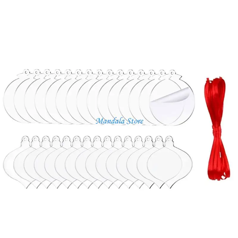 

U2JC Pack of 25 Clear Acrylic Christmas Tree Ornament Shatterproof DIY Craft Blanks for Holiday Decorations