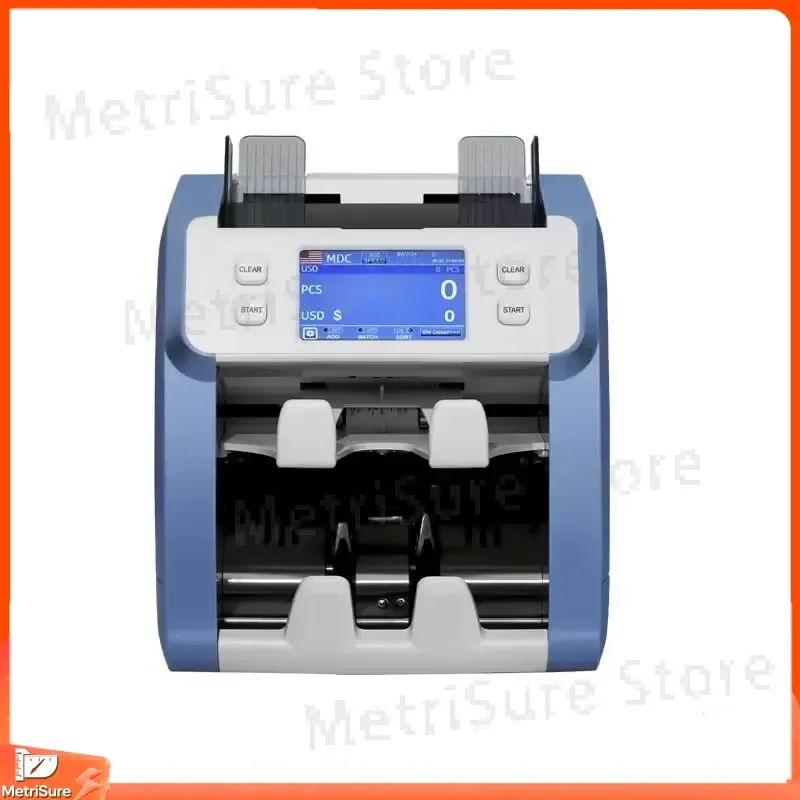 Touch Screen Currency Counter with Multi-Currency Recognition Dual Pocket Cash Value Calculator Banknote Sorter 2CIS for USD