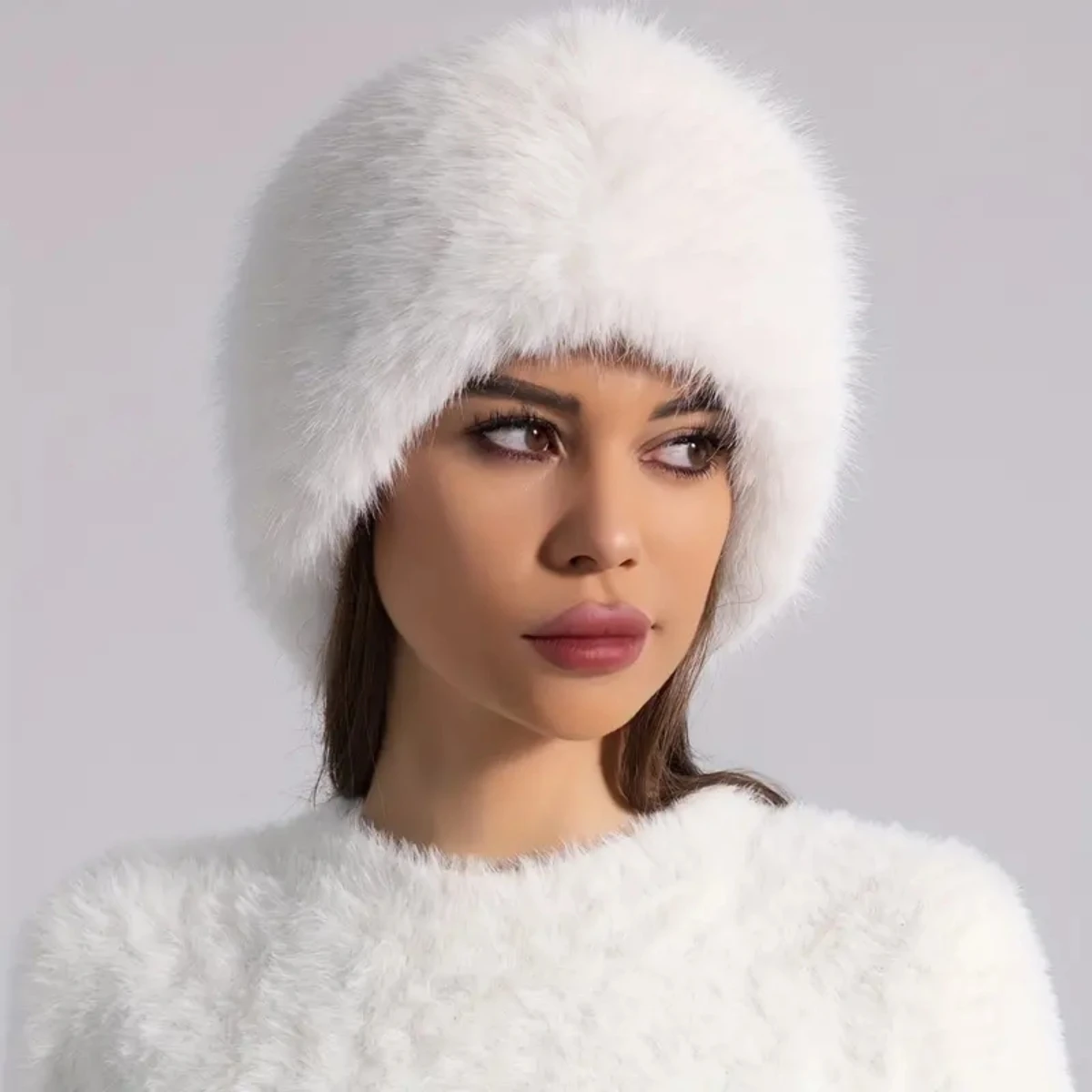 Winter lmitation Fur Thickened Hat Without Top Hat, BreathableComfortable Outdoor Travel Brimless Hat