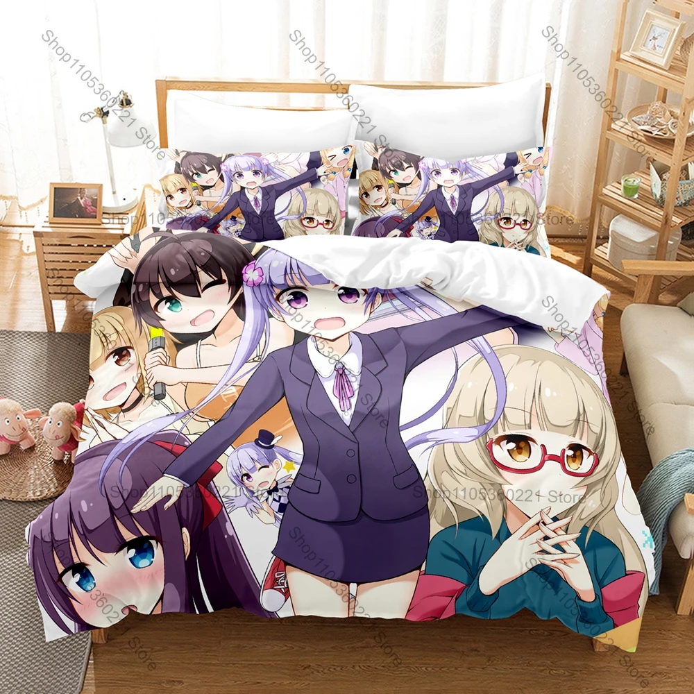 Popular Anime New Game! Duvet Cover + 2 Pillowcases, Vivid Aoba Character Design Bedding Set All Season Use for Anime