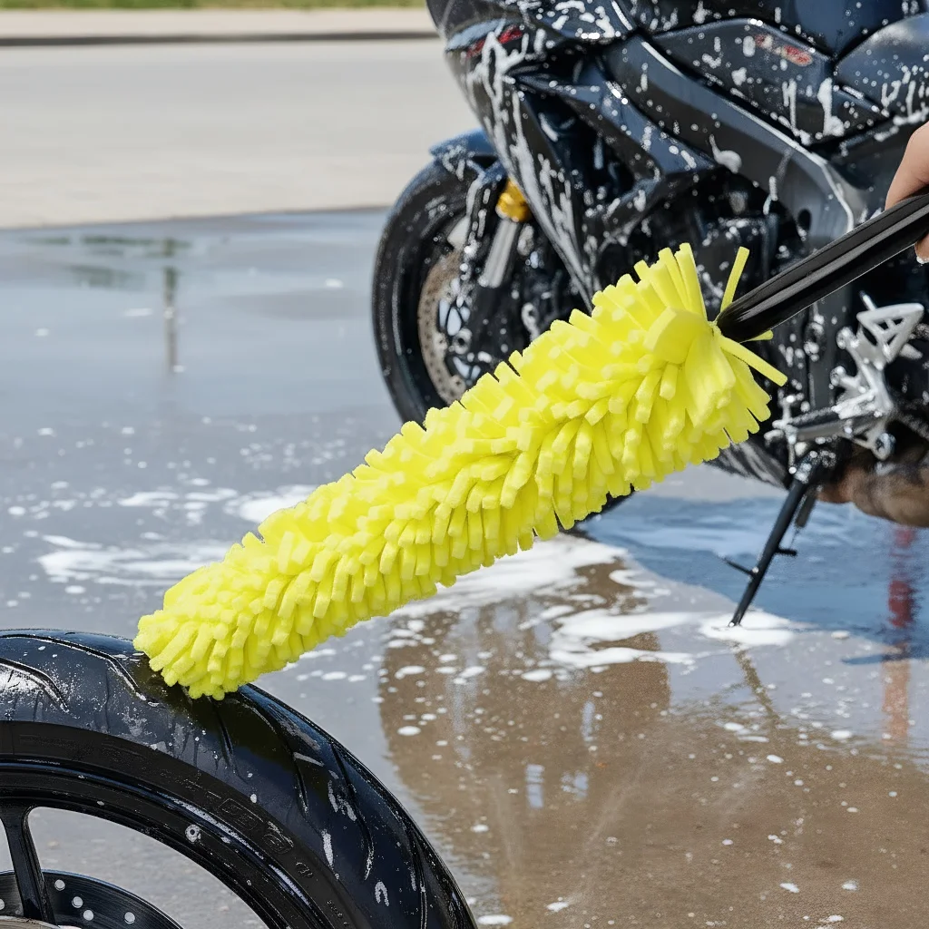 ​ ​ فرشاة إسفنجية مقاس 29 سم - غسالة إطارات عجلات الدراجة النارية لتنظيف السيارة والدراجات ​ ​