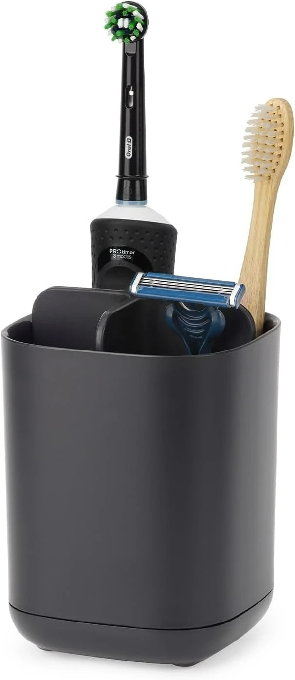 

Toothbrush Holder Caddy, Bathroom Storage, Compact, Matt Black