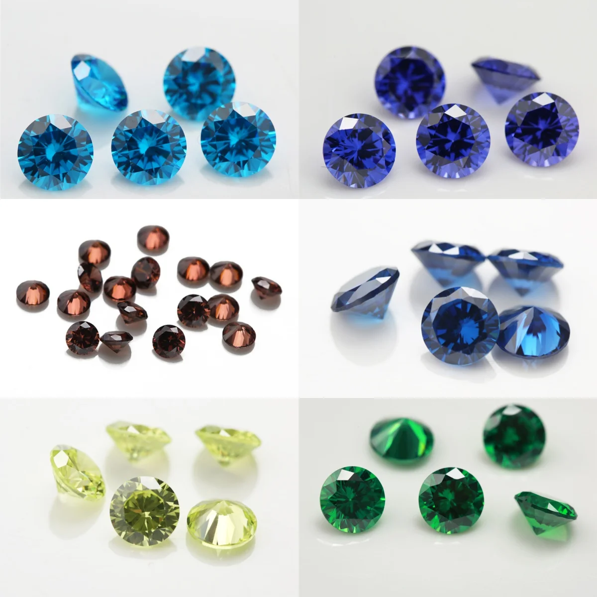 1.0~12mm 1/2/5/100pcs  5A Cubic Zirconia Stone 7colors Round Shape Blue Coffee  Loose CZ Stones Synthetic Gems Beads For Jewelry