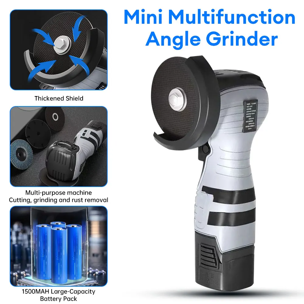 9000r/min Mini Handheld Angle Grinder Lithium Battery Multifunctional Small Cutting Machine Polishing Machine