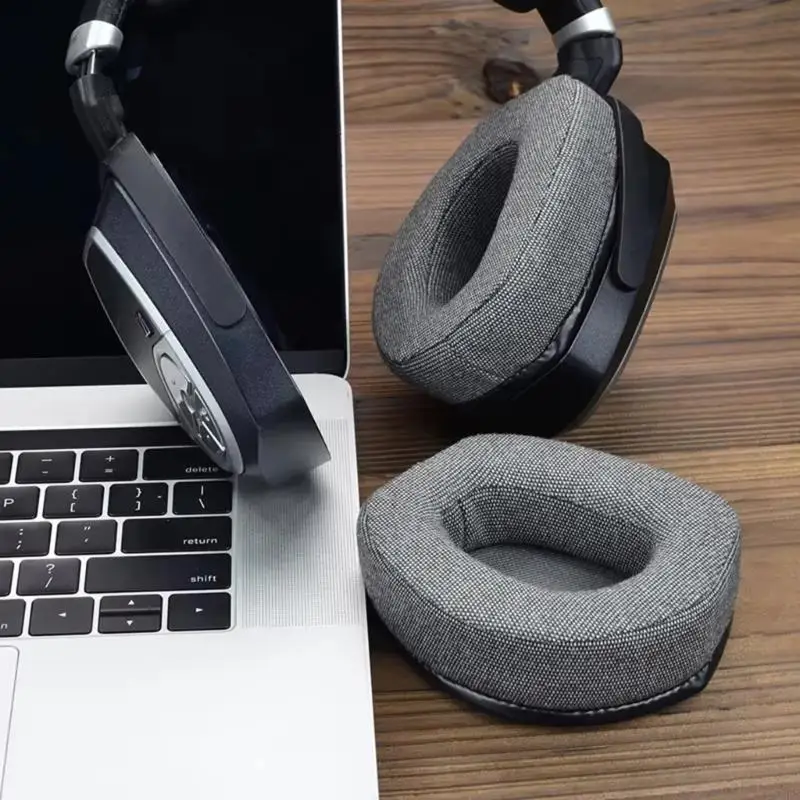 Q6PA Replacement Ear Cushions for RS165 RS175 RS185 RS195 Worn Headphone Contact Areas, Gray Fabric-Covered Soft Padding with