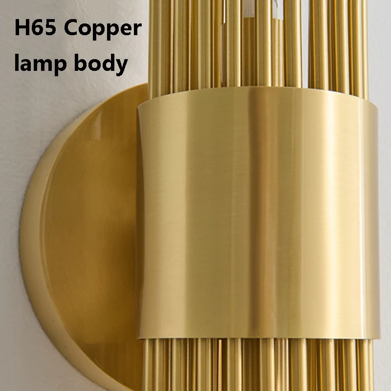 Lámpara de pared de cobre de lujo para dormitorio, mesita de noche, escalera, sala de estar, candelabro de pared, Color dorado y negro, accesorio de luz de atmósfera