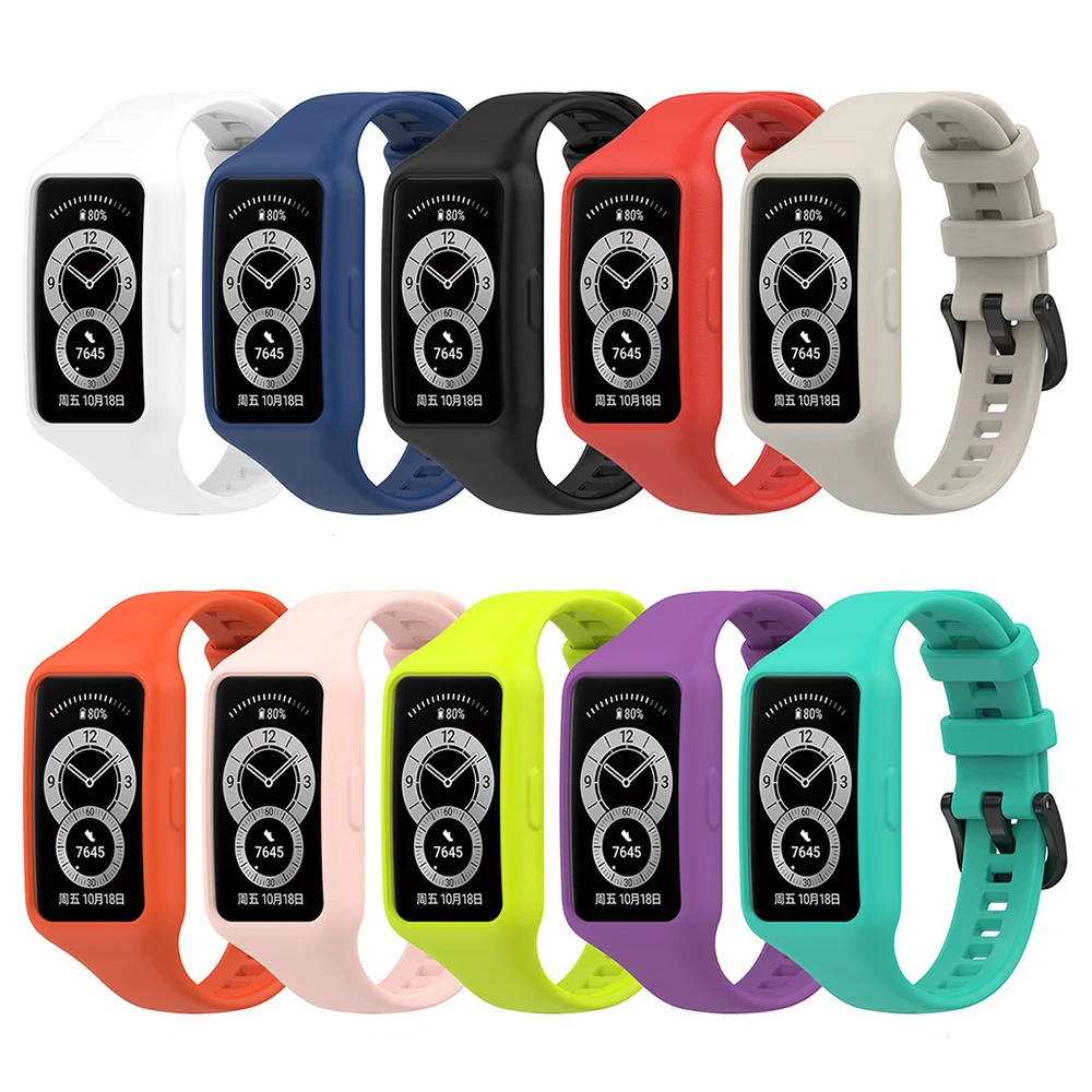 Silicone Strap For Huawei Band 7 6 Bracelet Wristband for Huawei Honor Band 6 Integrated Band + Case