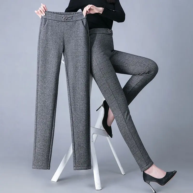 

New Style Autumn and Winter Women's High Waist Slim Classic Pencil Pants Elastic Pockets Fashion Casual Commuter Trousers