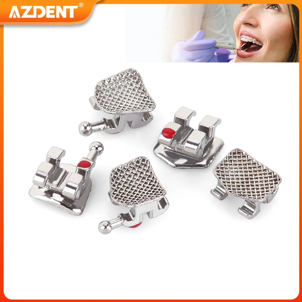 5 Packs Dental Orthodontic Brackets Braces AZDENT Metal Mini Standard Base Roth MBT Edgewise 0.022/0.018 Hooks 3-4-5 20pcs /Pack