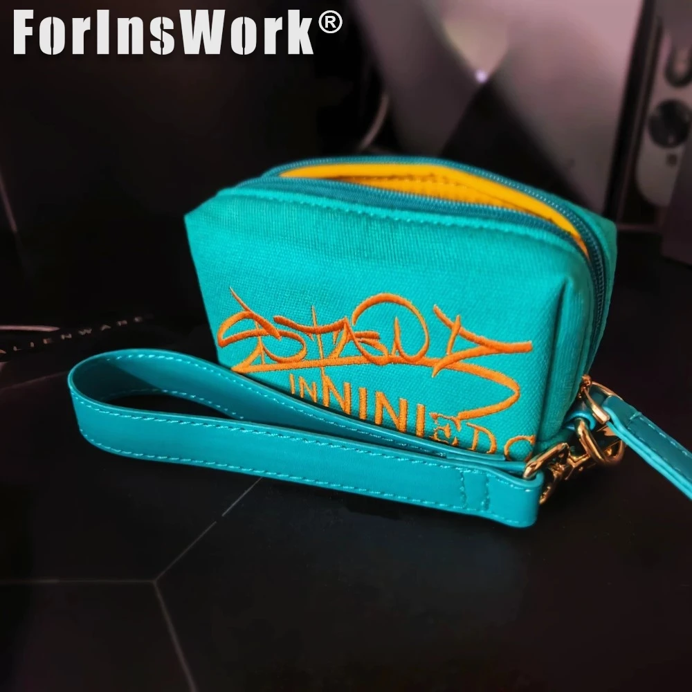 NINI EDC&Stand-iN NI Embroidered Canvas Blue, Fidget Toy Storage Bag, Portable Multi-functional Pouch