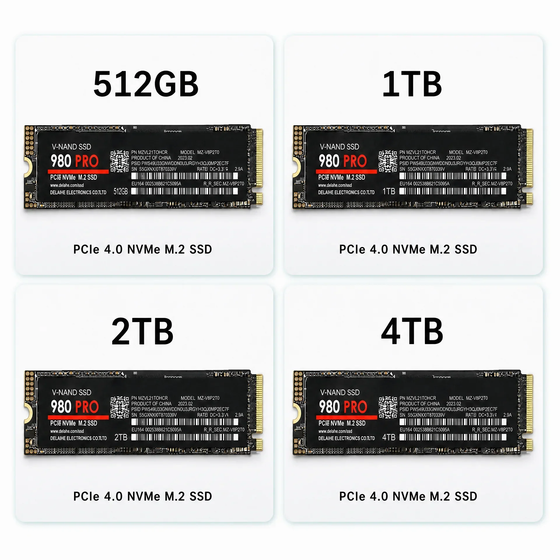 New 980Pro M.2 NGFF PCIe 4.0 SSD Internal Solid State Drive 7450MB/s High‑Rate Storage Solution for Gaming Desktop & Laptop PC