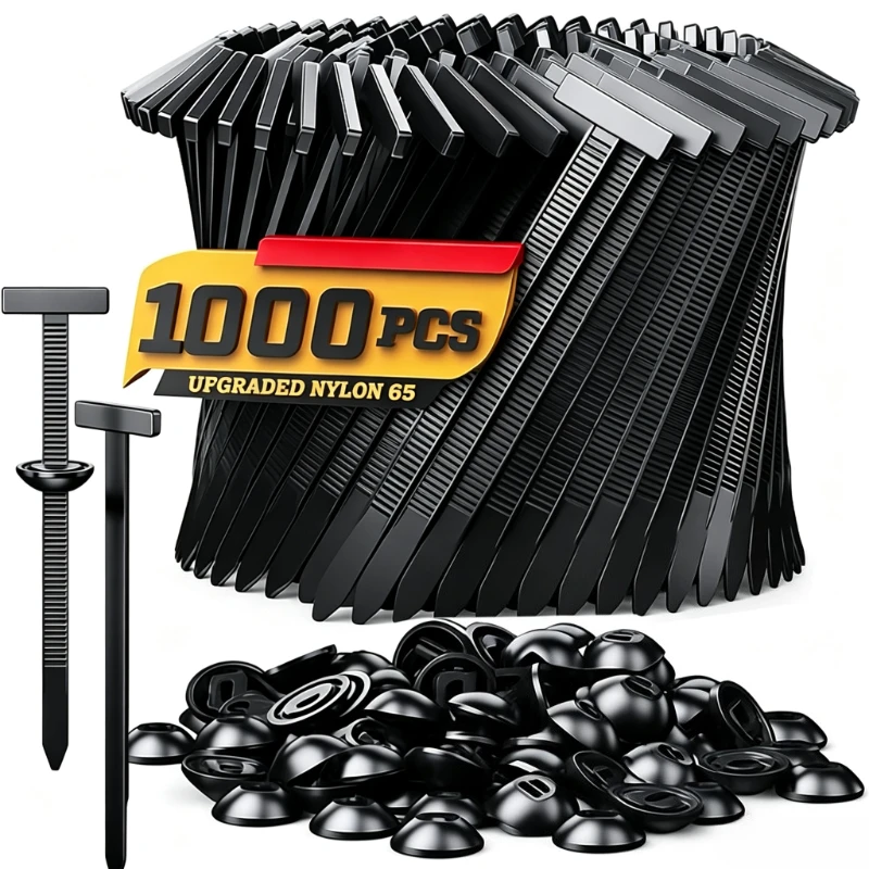 1000-20set Self-locking Universal Nylon Cable Tie Buckle Heavy Duty Zip Ties with Pin & Button Car Daily Repair Fastening Strap