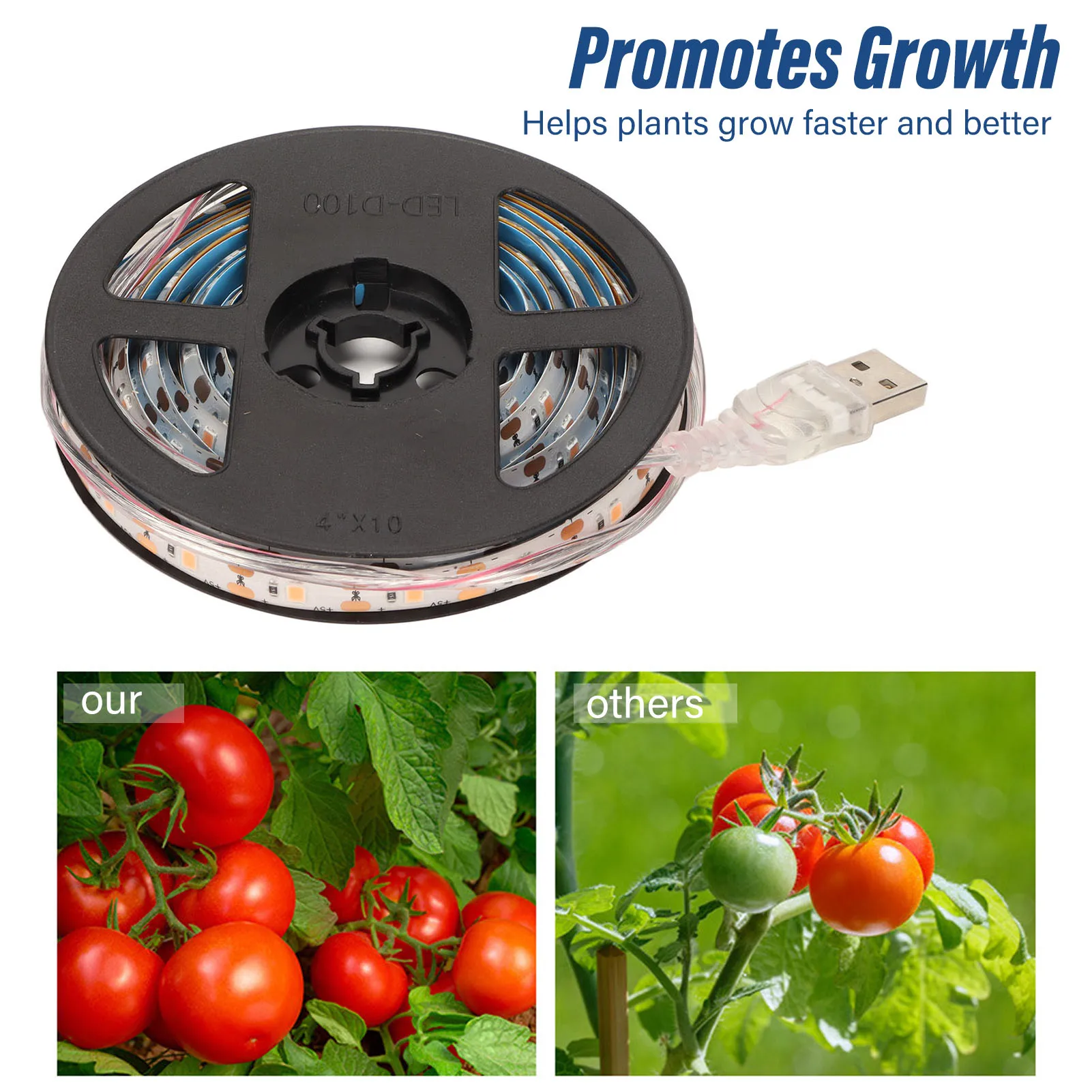 Lampada per la crescita delle piante USB Lampada per coltivazione delle piante Striscia luminosa 5V Stabile impermeabile tagliabile Risparmio energetico Spettro completo per coltura idroponica fai-da-te