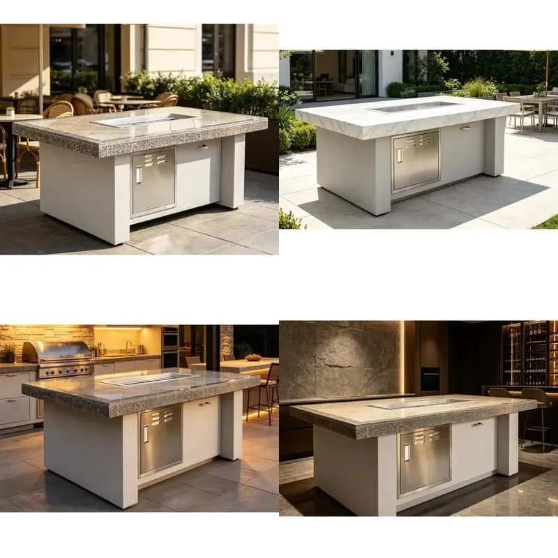 Outdoor Square Stainless Steel Gas Grill Fire Pit Table with Tile Top Knob Control High Pressure Protection Easy to Assemble