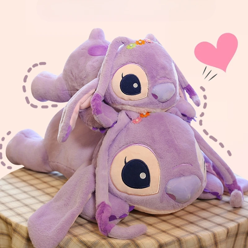 55/80cm Disney Anime Lovely Lilo and Stitch Purple Angel Soft Stuffed  Plush Doll Toys Throw Pillow Accompany Children Gift