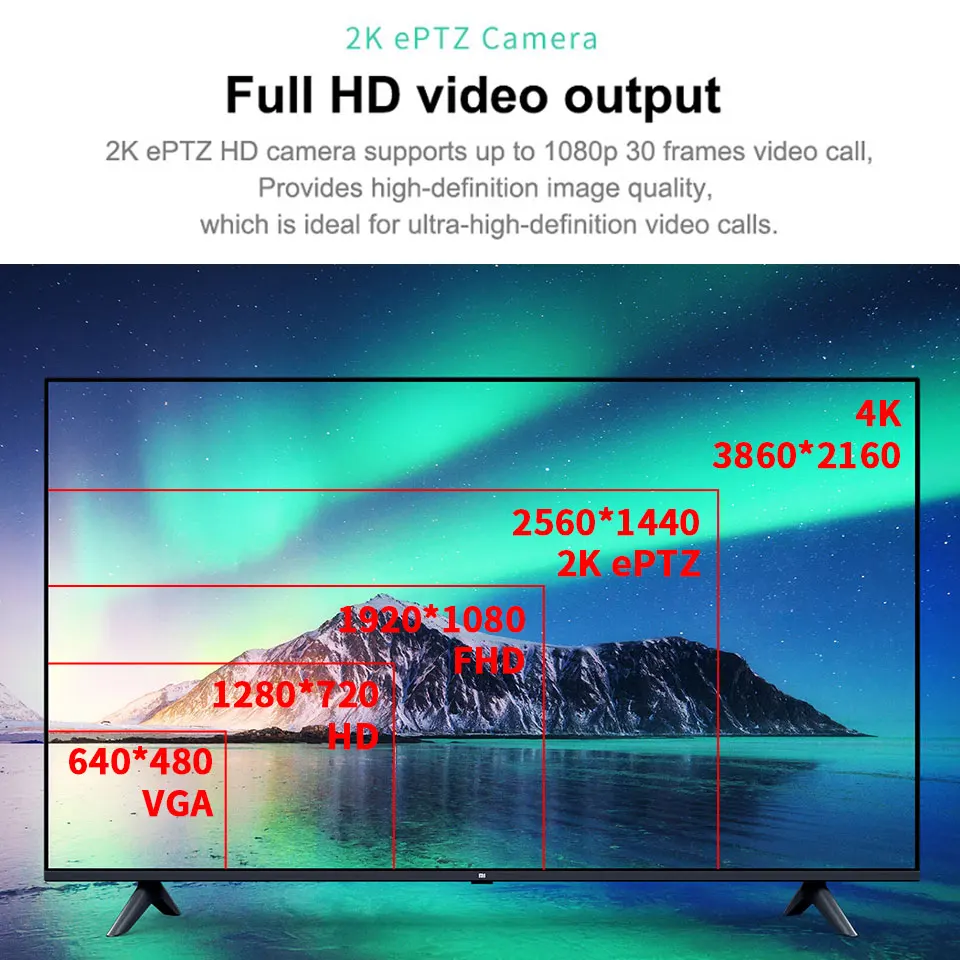 Semua Dalam Satu 4 Mic Array USB Sistem Konferensi Video Pelacakan Wajah Otomatis 2K/4K Kamera Web Webcam dengan Mikrofon dan Speaker