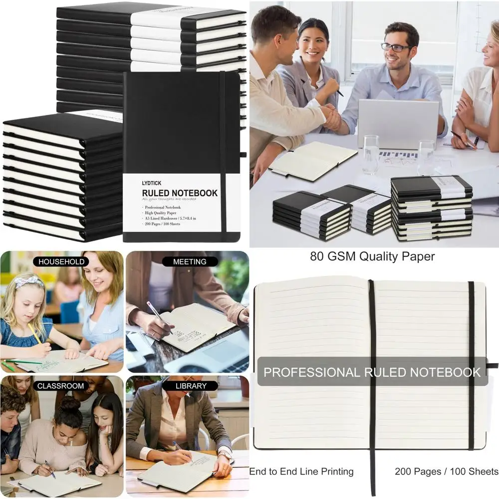 

Bulk College Ruled Journals: 20 Pack Hardcover Notebooks, 200 Pages, 5.7x8.4, Ideal for Note-Taking & Bullet Journaling