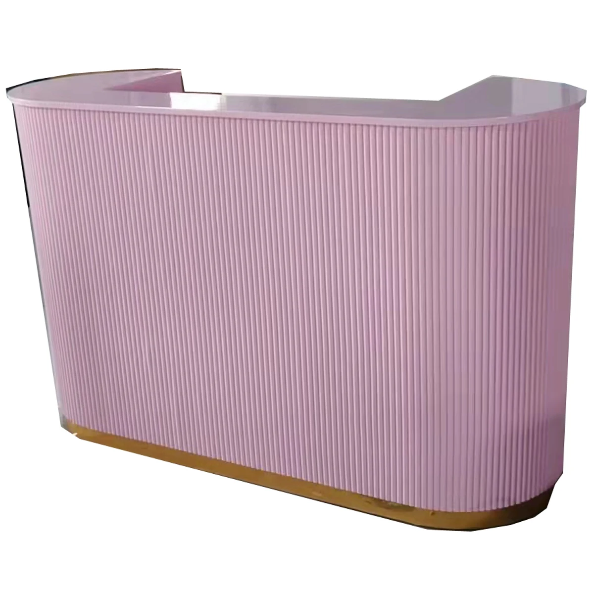 

2022 Latest Modern Pink&Gold Reception Desk for Retail Store Reception Desks for Salons Commercial Front Desk