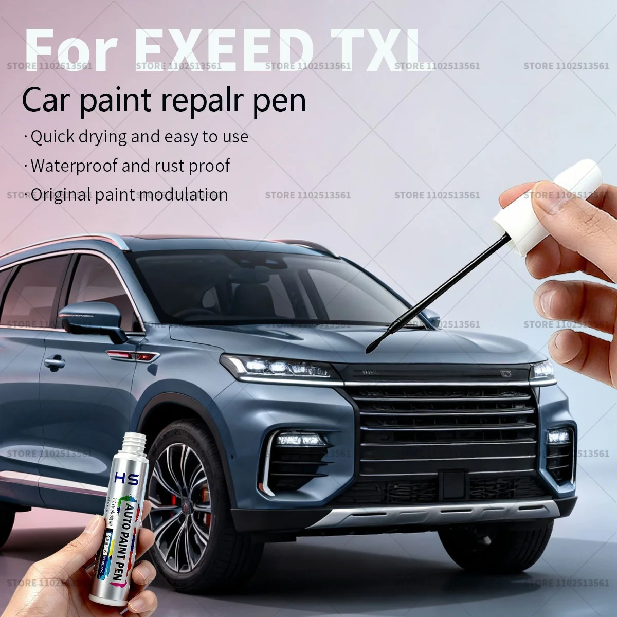 

Ручка для ремонта автомобильной краски для EXEED TXL Touch Up Scratch Remover DIY Автоаксессуары Синий 130 Белый 103 Черный 101 Зеленый SJ Серый XT1