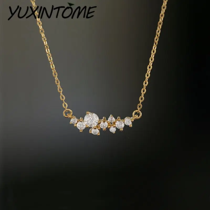 

Light Luxury and Fashionable 14k Gold Cluster Necklace With Geometric Design and Unique Zircon Layered Necklace Accessories Gift