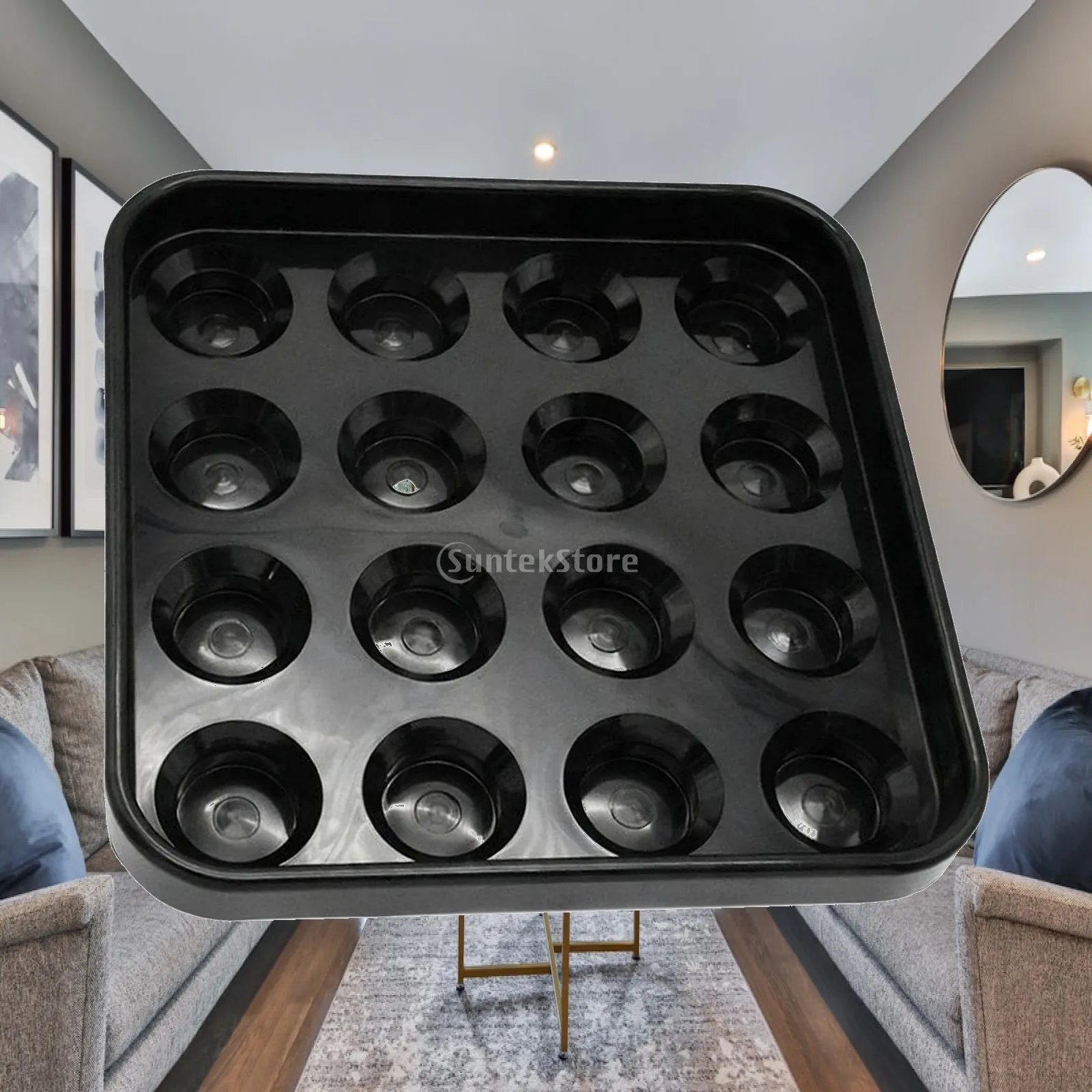 

Billiard Ball Holder Tray 16 Holes ABS Plastic Pool Ball Storage Rack Table Accessory for Home Game Rooms